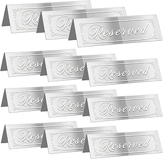 CWJCYTNSN 12PCS Reserved Table Signs, Silver Reserved Signs for Wedding, Acrylic Double-side Mirrored Guest Reservation Seating Sign for Birthday Party, Event, Restaurant
