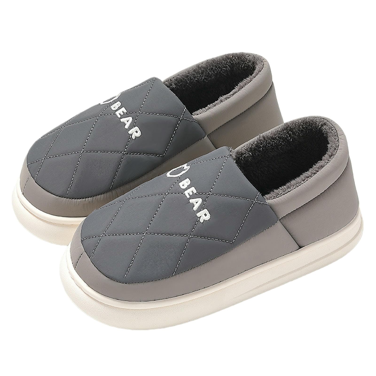 Pantofole Donna in Cotone da Esterno Antiscivolo per Interni con Suola Spessa Uomo Taglie Forti-Tacco Chiuso Grigio Scuro-40-41 Veste 39-40