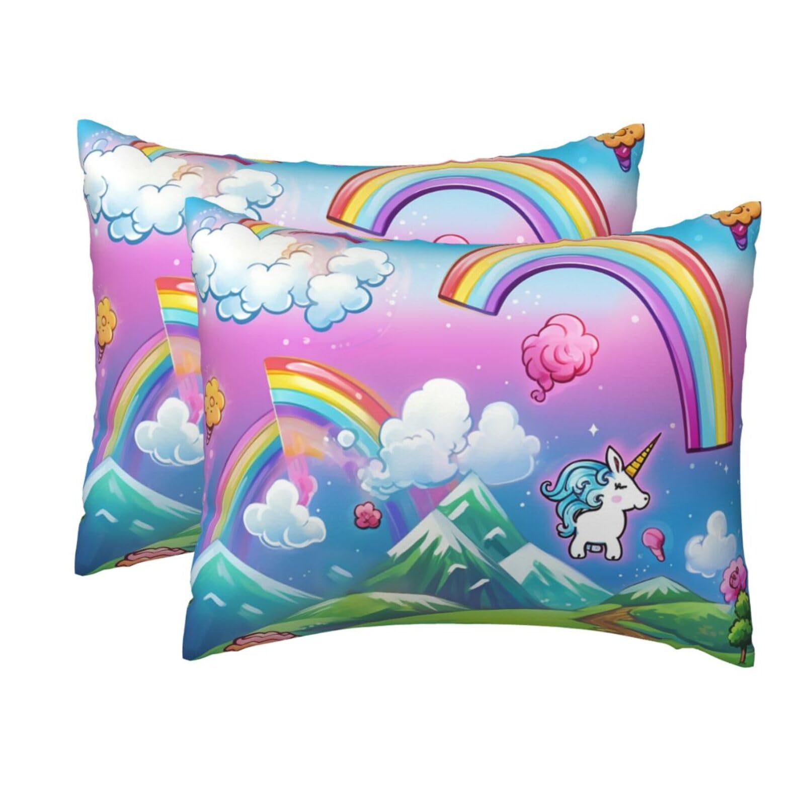 2 Pack Standard Size Pillow Cases for Hair and Skin Soft Breathable Pillow Case Covers with Hidden Zipper Rainbow Pillowcase 20x26 Inches Pillow Cover for Sleeping Gift