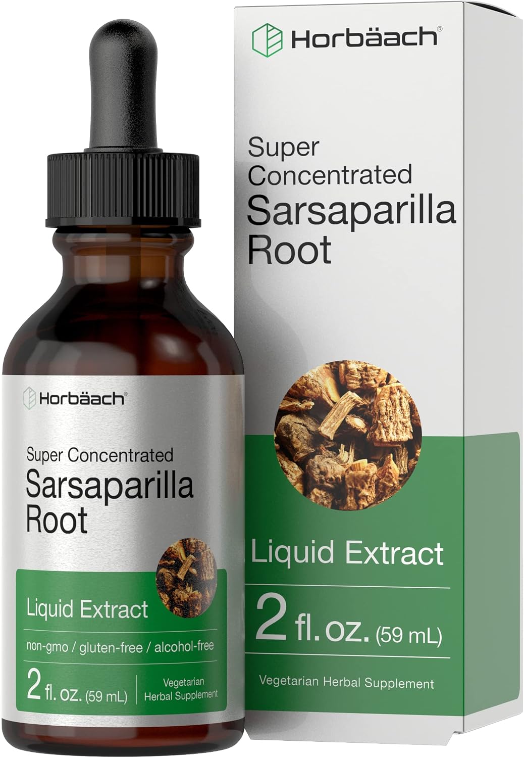 Sarsaparilla Root Liquid Extract | 2 fl oz | Alcohol Free | Vegetarian, Non-GMO & Gluten Free | by Horbaach