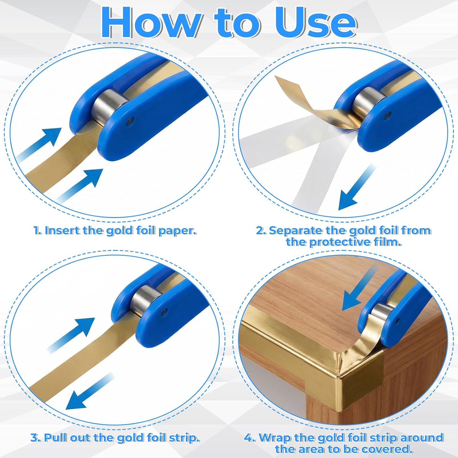 Copper Foil Hand Foiler Tool Kit for Stained Glass, 7/32" Foiler with Burnisher and Dispenser, Blue Stained Glass Tools and Supplies