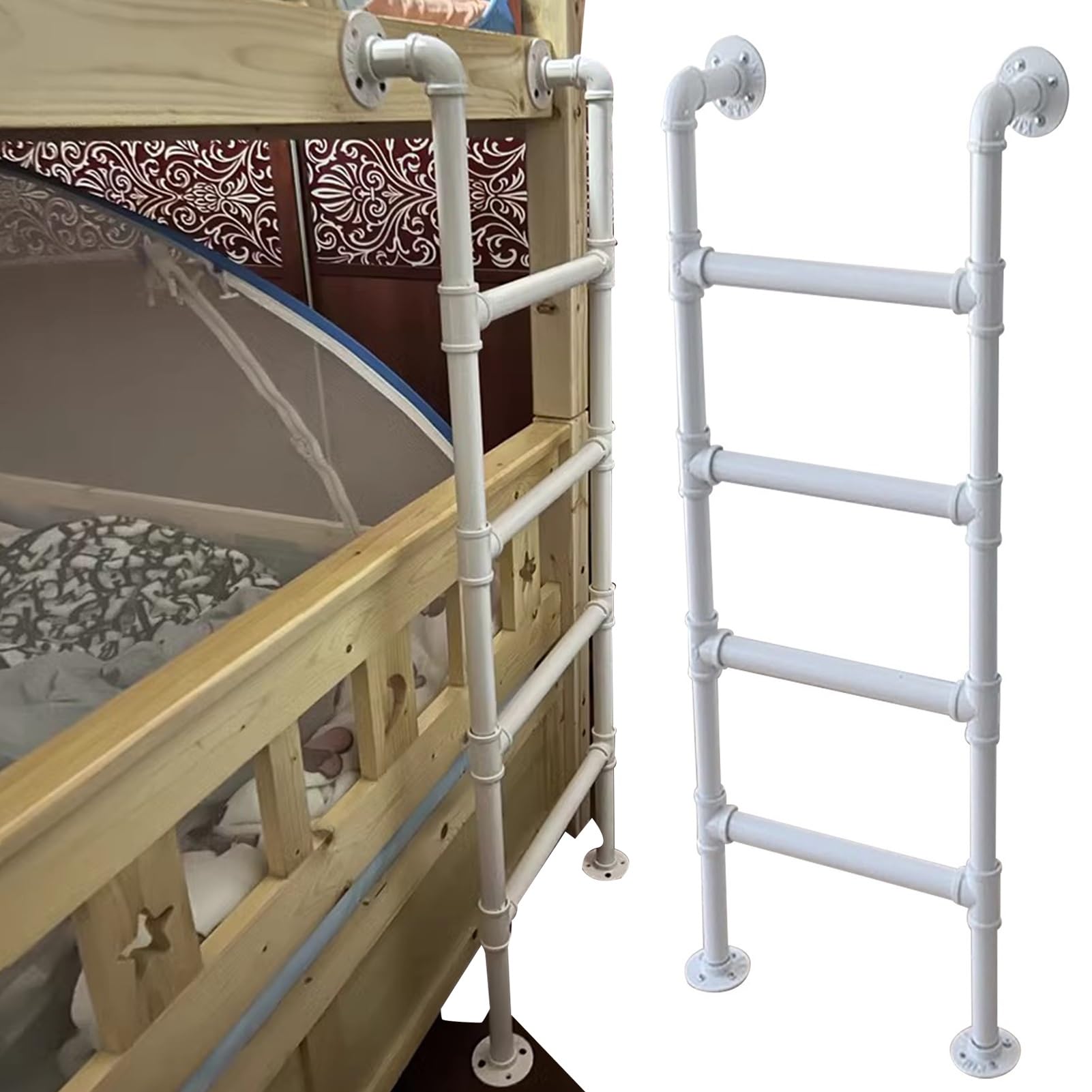 Escalera de emergencia industrial para ventana de salida en tubo de hierro
