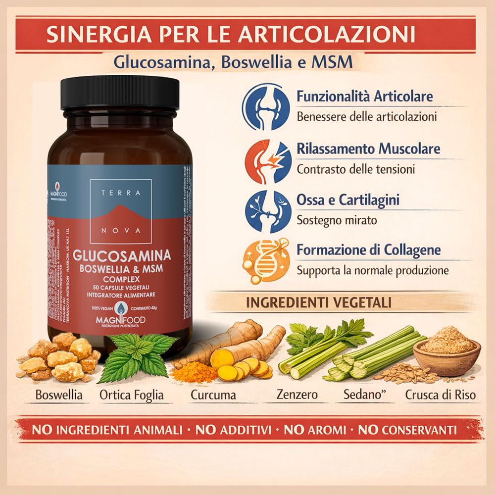 Sinergia per le Articolazioni 50 CPS - Glucosamina Boswellia & MSM Complex - 2 PEZZI CONFEZIONE RISPARMIO