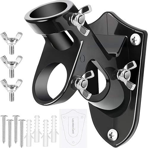 Soporte para asta de bandera, soporte para asta de bandera exterior de la casa, soporte de bandera de metal resistente, soportes de montaje de Negro