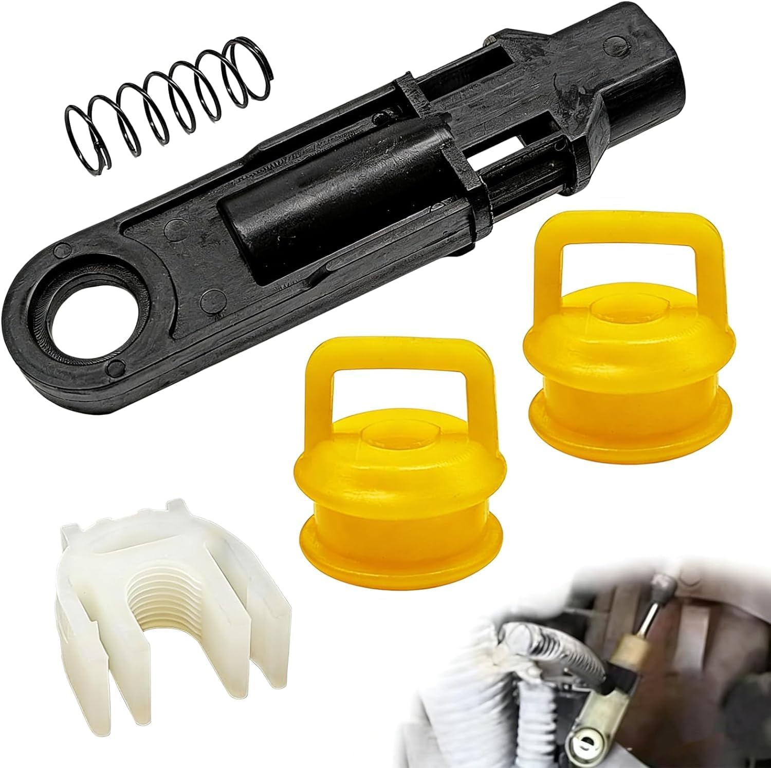 5PCS Shift Linkage Bushing Repair Kit, Transmission Shifter Cable Bushing with Clip Spring, Replaces 15276979 15823112 19152621, Fits GM Chevy GMC Dodge Ram