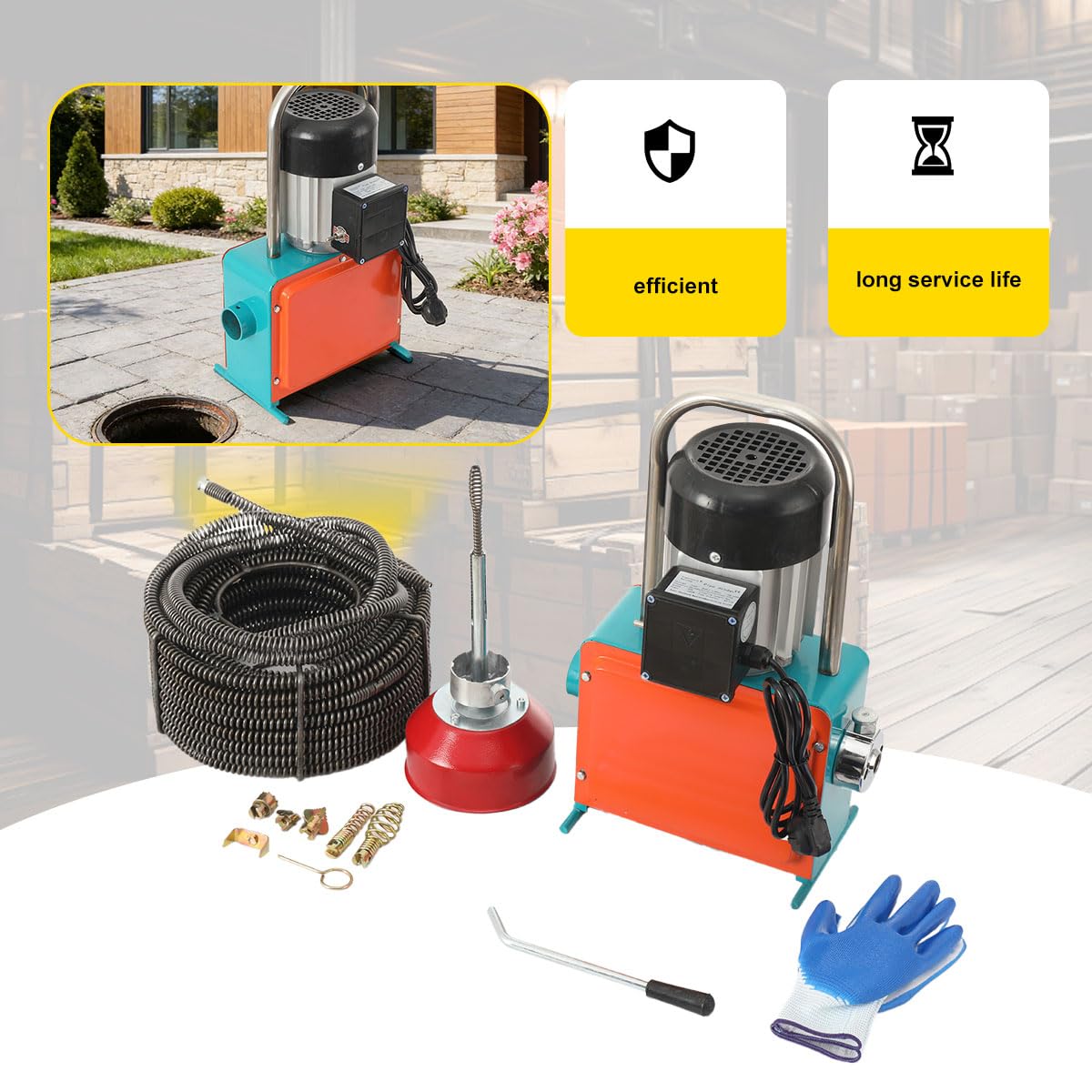 Rohrreinigungsmaschine Elektrische Rohrreinigungsspirale 20m 1000W | Rohrreinigungsgerät Kanalreinigungsmaschine mit 39.4ft Feder Rohrreiniger Satz für Rohr-Durchmesser 20mm-150mm