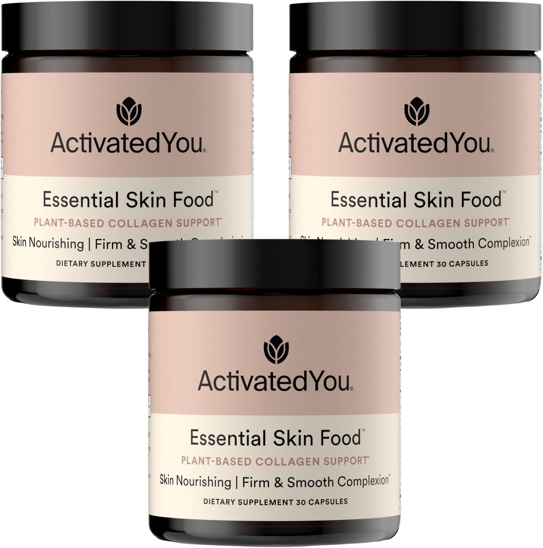 ACTIVATEDYOU Essential Skin Food, Advanced Skincare Collagen Elastin Support Supplement for Aging Skin, Helps Improve Appearance of Face Texture, Sagging w/Dermaval, Vitamin C (30 Count (Pack of 3))