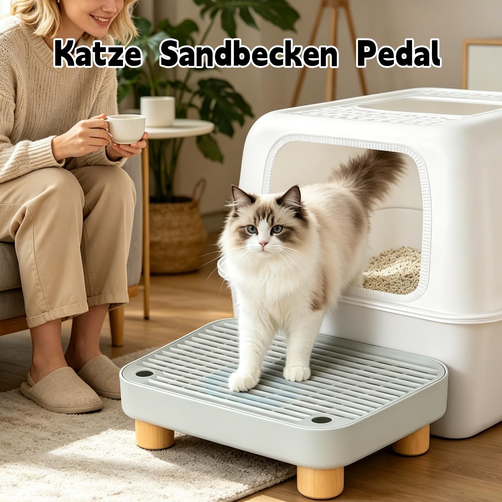 Katzenklo Rampe, Erhöhte Katzentreppe für Alte Katzen, 11.8×7.9×3.6 in Katzenklo Oben Einstieg für Kätzchen & ältere Katzen
