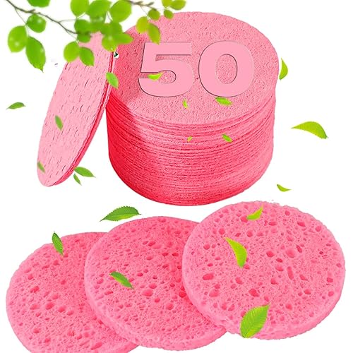 METUUTER 50 PCS esponjas faciales comprimidas para esteticistas - esponja facial de celulosa 100% natural, esponjas cosméticas profesionales de spa