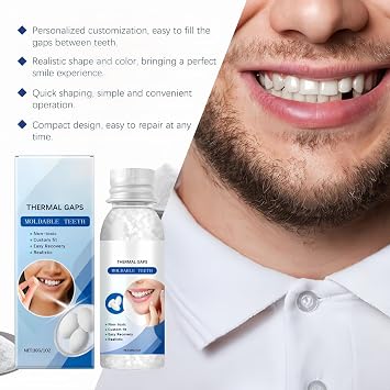 Temporary Tooth Filling Kit,Dental Repair Kit for Broken Teeth,Moldable False Teeth, Tooth Repair Beads for Temporary Tooth Replacement,Chipped T/ooth & Teeth Gap Filler Solution,Temporary T/ooth
