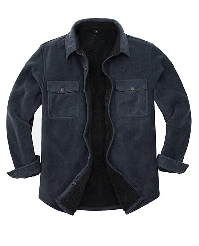 Men's Warm Sherpa Lined Fleece Plaid Flannel Shirt Jacket(All Sherpa