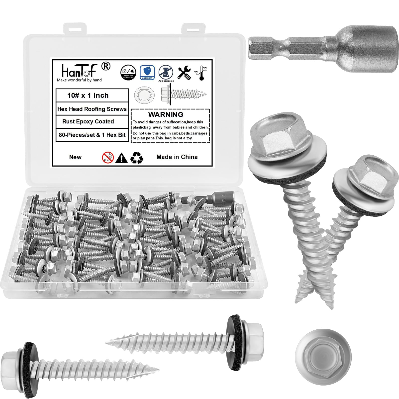 Sheet Metal Screws - 70 Count, Rustproof & Washer Included -9