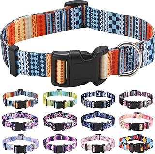 Mihqy Dog Collar, Adjustable, Soft and Comfortable Dog Collar, Bohemian, Flowers, Geometric, Tribal Design, for Small, Medium and Large Dogs (Bohemian Orange, S) product image