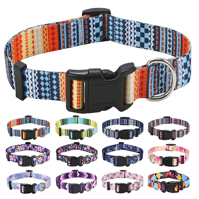 Coleira para Cães Pequenos e Filhotes Mihqy com Estampa Floral Bohemian Orange, XS