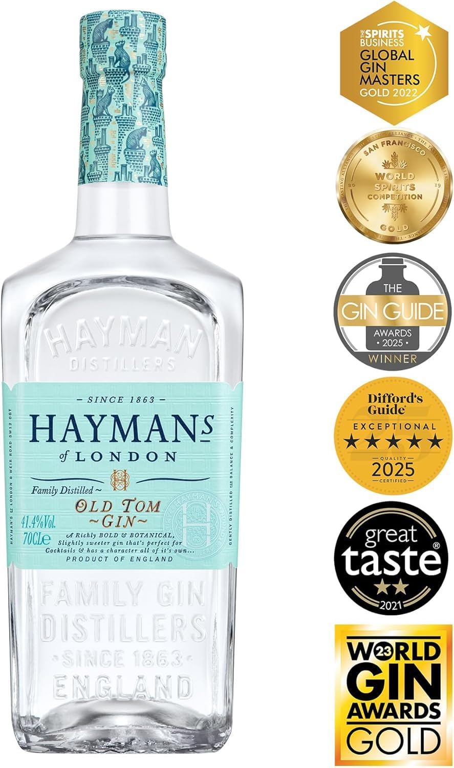 Hayman's | Old Tom Gin | 700 ml | 41,4% Vol. | Noten von Earl Grey | Intensive Wacholdernoten im Geruch | frische Zitrusnoten | Gold bei den World Gin Awards