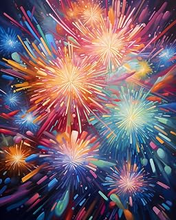 DIY Paint by Numbers for Adults Beginner, Color Burst Fireworks, Paint by Numbers Kit Dog Painting by Numbers for Adults Kids, 16" x 20"