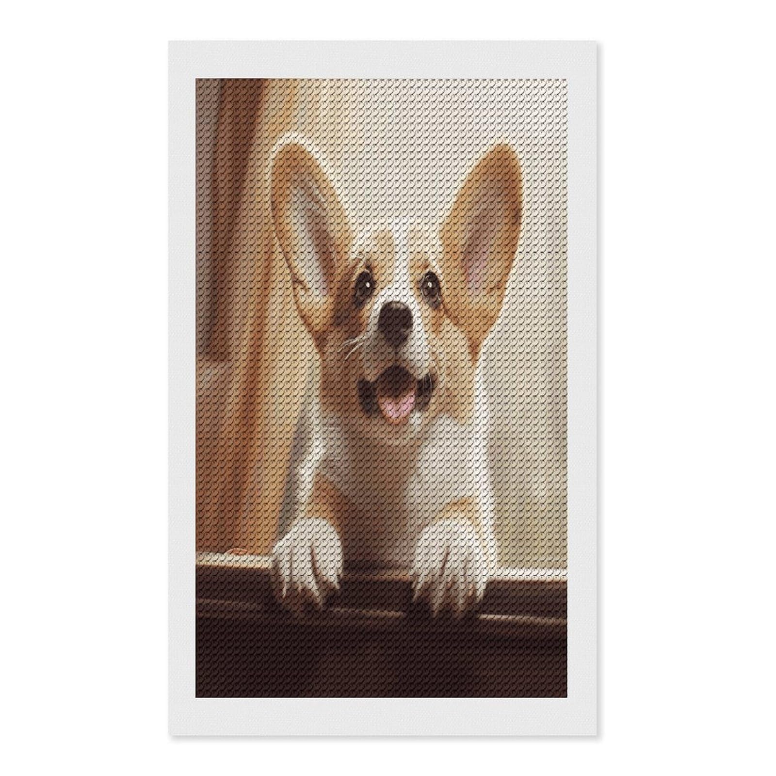 FekiLoot Diamond Art Kits for Adults, DIY 5D Cute Corgi Diamond Painting Kits for Beginners, Full Round Drill Diamond Dots Painting Gem Art Crafts for Home Wall Decor & Gift 12"x20"
