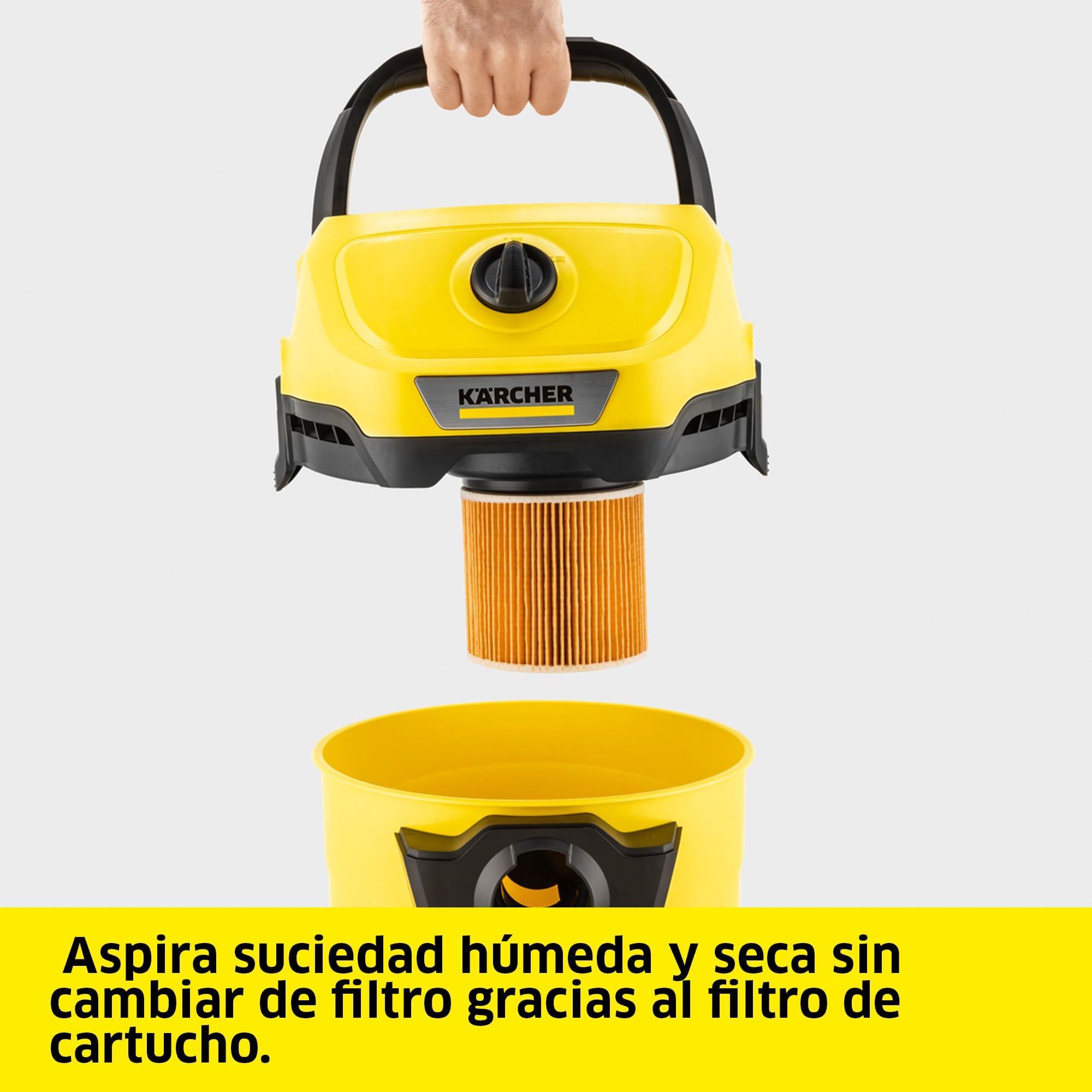 KÄRCHER, Aspirador en Seco y Húmedo WD 3 V 17/4/20, Enchufe, Filtro Cartucho, 1000 W, Depósito 17 l, Manguera aspiración 2 m, Cable 4m, Función de soplado