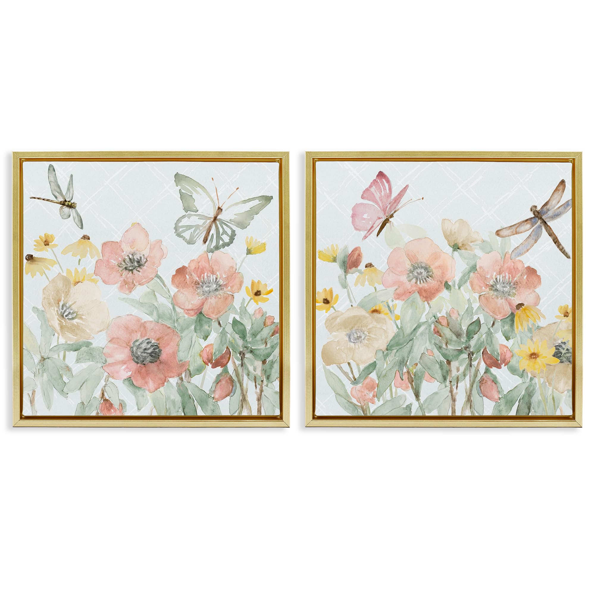 Stupell Industries Pastel Garden Butterflies Blossom 'Delicate Garden Joy'| 2Pc Floating Frame Art Set 2