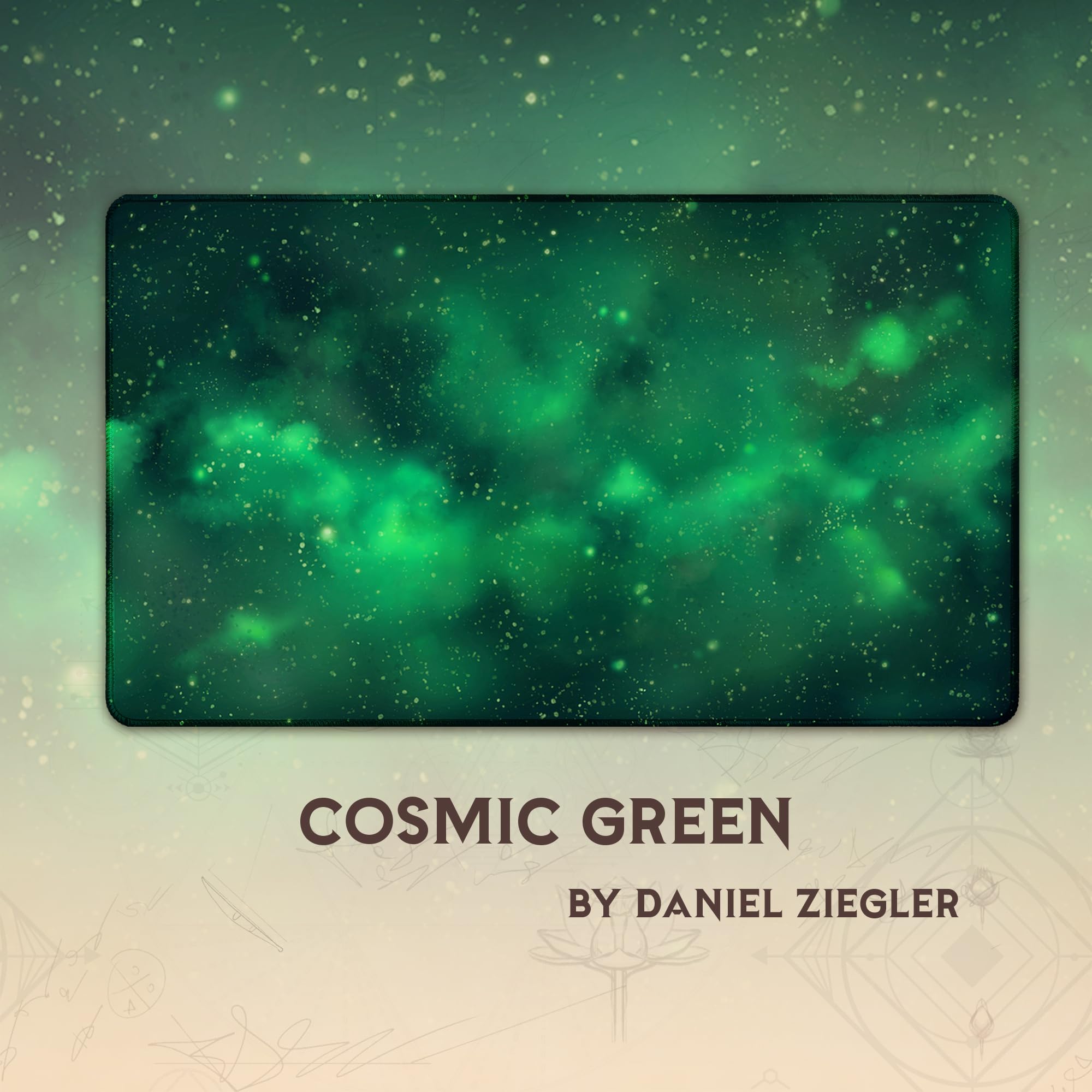 Cosmic Green (Bordi cuciti) - Tappetino da Gioco MTG - Compatibile con Tappetino da Gioco Magic The Gathering - Gioca a MTG, YuGiOh, TCG - Disegni Originali