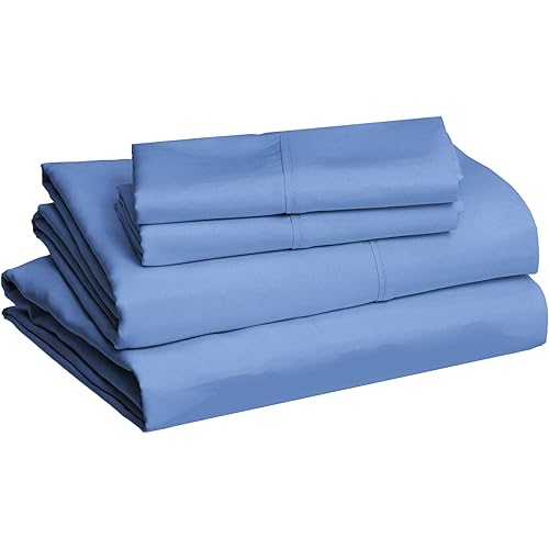 Amazon Basics Lightweight Super Soft Easy Care Microfiber Bed Sheet Set with 14” Deep Pockets - Cal King, Dutch Blue