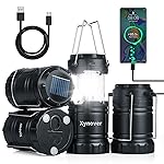 Xynover 4-Pack Solar Camping Lanterns,Rechargeable LED with USB/Solar/AA Battery,Magnetic Base,Hanging Hook,Collapsible, Waterproof for Emergency, Hiking,Hurricane,Campsites,Lanterns for Power Outages