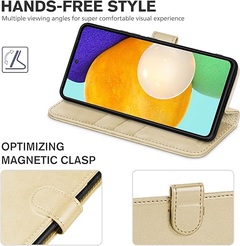 Miniatura 5 de TUCCH Funda tipo cartera para Galaxy A52A52s, con funda interior de TPU a prueba de golpes, bloqueo RFID, ranura para tarjetas, funda magnética de