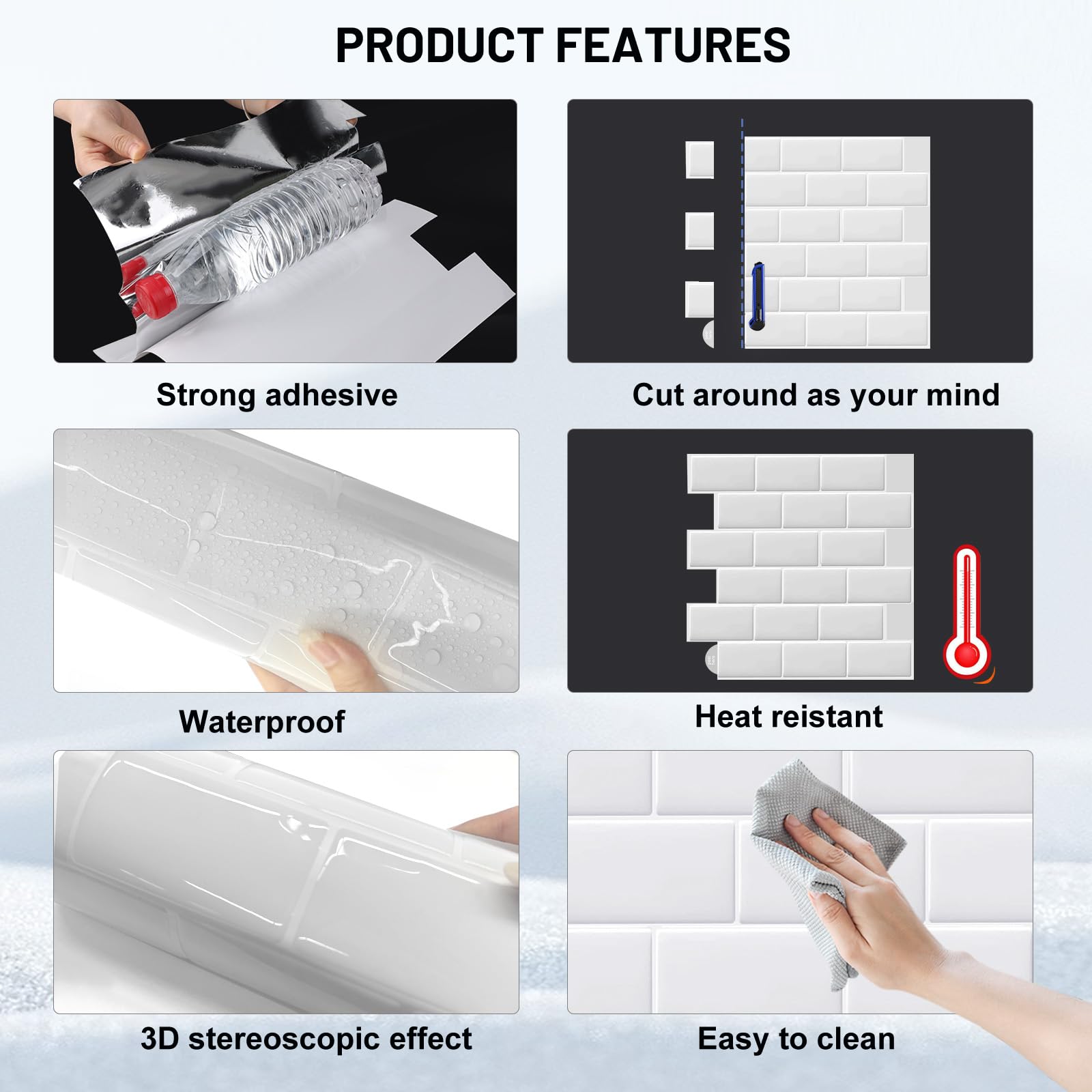 10 Piastrelle Adesive 3D Effetto Diamante - Esagono Lungo, 30.5x30.5 Cm, Per Cucina E Bagno - Foto 10