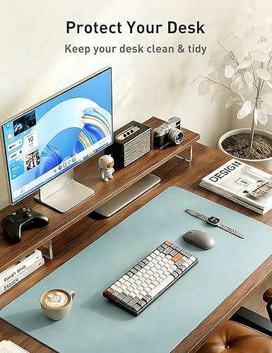 Miniatura 476 de Aothia Tapete protector de escritorio, alfombrilla para mouse, antideslizante, impermeable, de piel sintética, secante de escritorio, para Verde