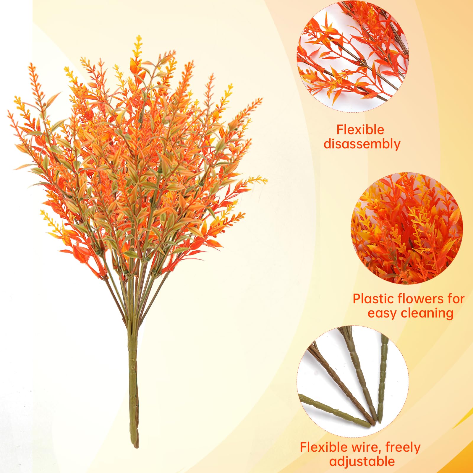 msymsyu 8 Pcs Artificial Flowers for Outdoor 36cm Fake Outdoor Flowers Three Styles Artificial flower Imitation Flowers for Outdoors Suitable for Interior Decoration Parties Living Room Office Wedding - Image 3