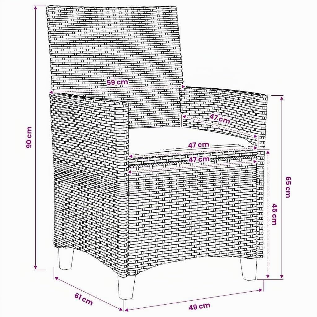vidaXL Lot de 2 Chaises de Jardin avec Coussins, Sièges avec Accoudoirs, Fauteuils de Terrasse Patio, Moderne, Noir Résine Tressée et Bois