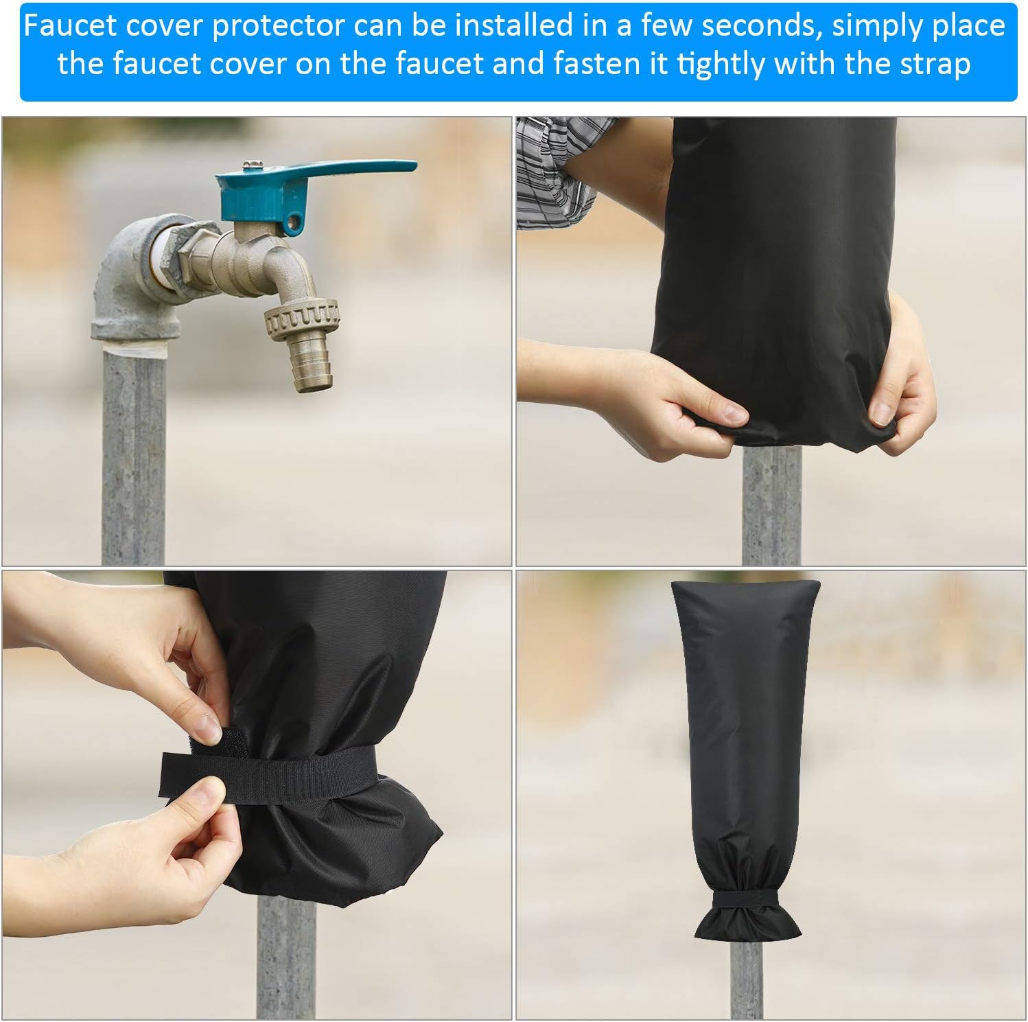 Outdoor Faucet Covers for Winter Outside Long Faucet Protector Waterproof Faucet Freeze Protections Socks 25 x 10 Inch(2, Black) : Patio, Lawn & Garden