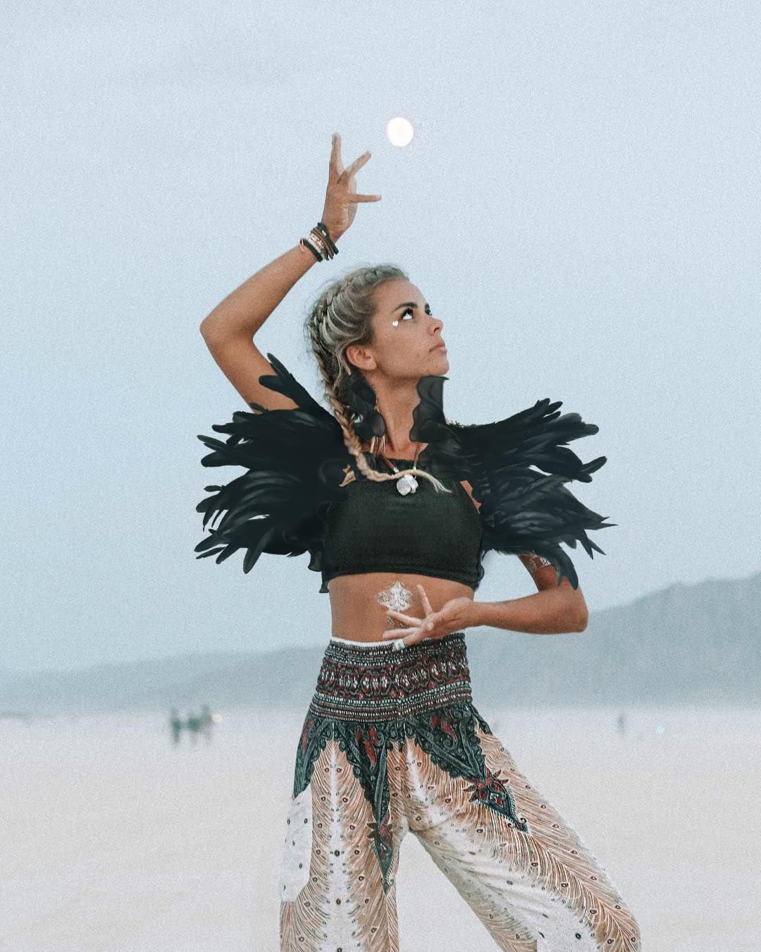 UQJE Victorian Natural Feather Shawl Shrug Shoulder Wrap Gothic Collar Costume Accessories - Image 2