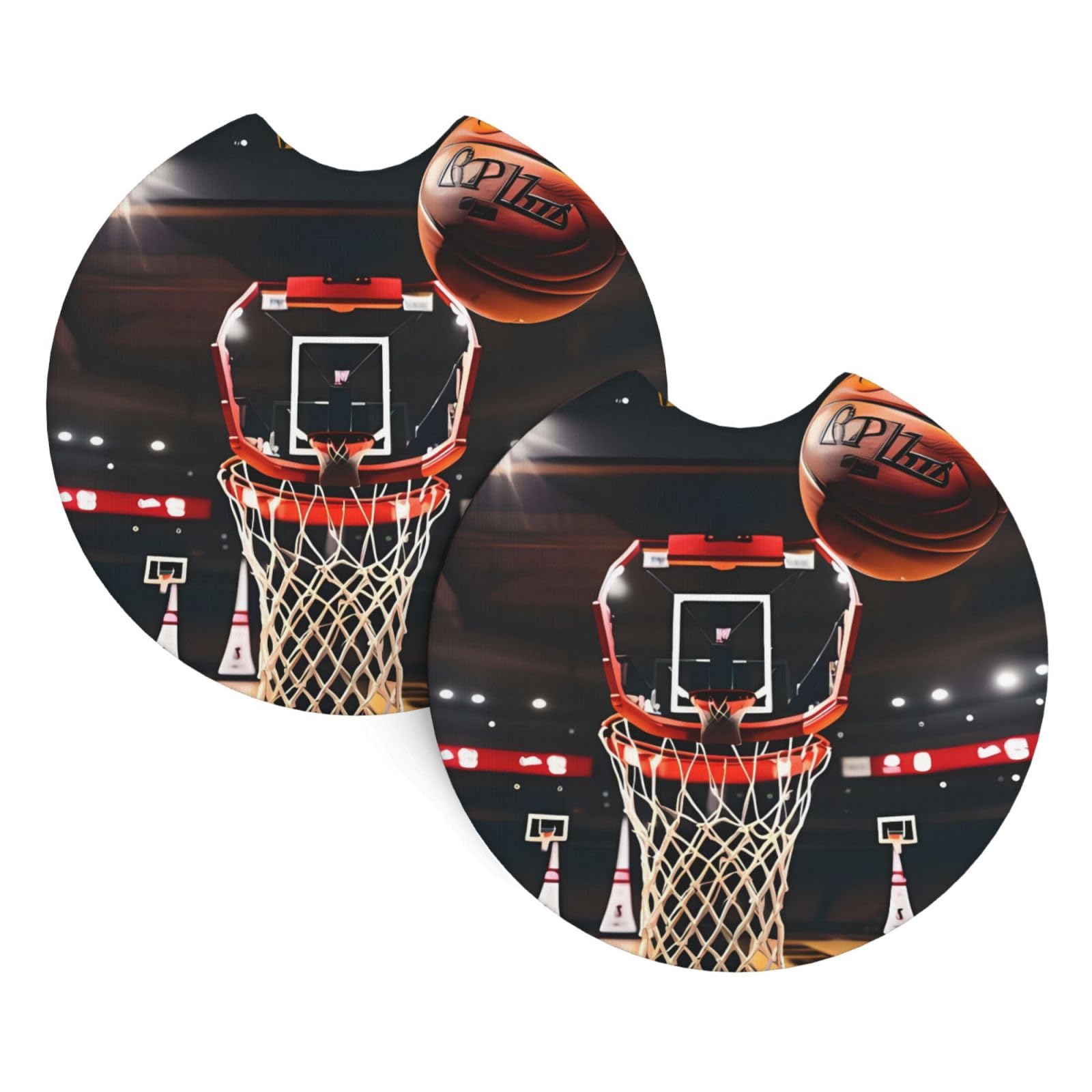 2 Pack Car Coaster for Cup Holders Basketball Car Cup Coaster 2.7" Neoprene Non-Slip Automotive Cup Mat Universal Auto Car Interior Accessories for Women Men Cup Pad