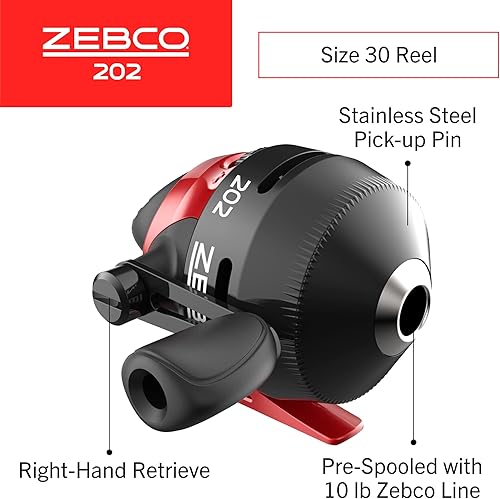 Miniatura 3 de Zebco Zebco 202 Spincast Reel and Fishing Rod Combo, Pre-Spooled with 10-Pound Cajun Line, Includes Tackle Kit