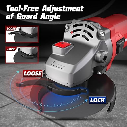 Miniatura 7 de Amoladora angular, amoladora eléctrica de 7.5 amperios y 4 12 pulgadas, 12000 RPM con muelas de corte y rectificado, disco de solapa y mango