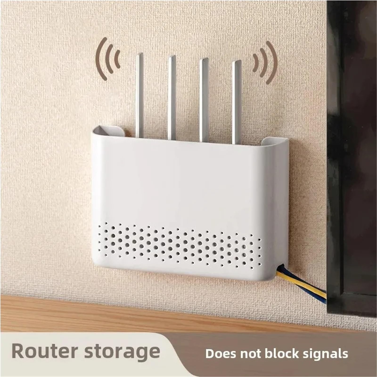 Router Schrank Aufbewahrungsbox for WLAN-Router ohne Bohren, Wandaufhängung for den WLAN-Halter und das Regal im Wohnzimmer(L)