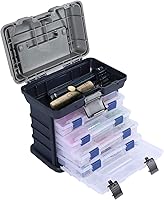 KINJOEK 4-Layer Portable Fishing Tackle Box - Heavy Duty PP+ABS Storage Case for Saltwater & Freshwater, Holds 50kg