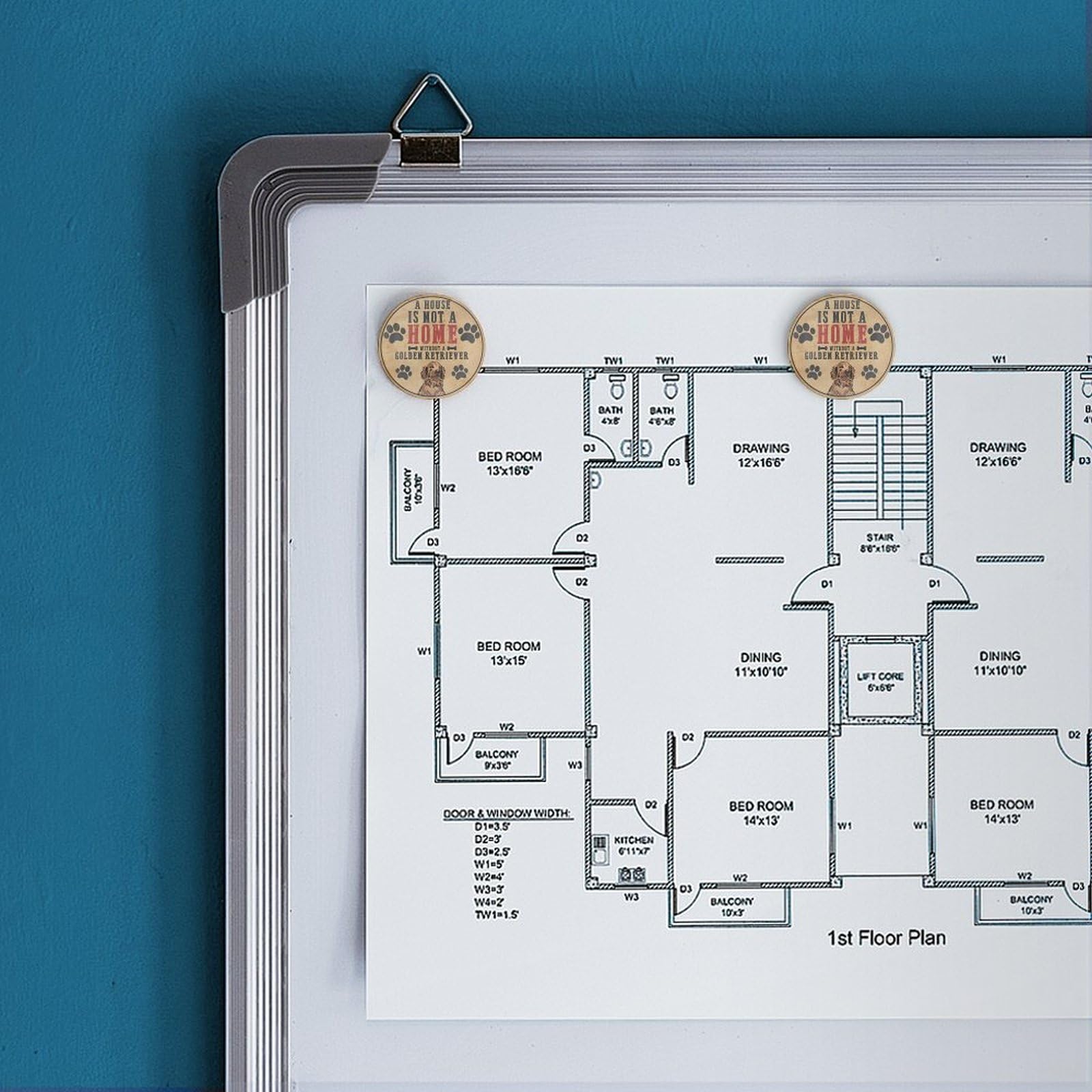 Kühlschrankmagnete aus Glas, starke Magnete, Aufschrift "A House Is Not A Home Without A Golden Retriever", Schließfachmagnete mit Tiermotiven, Tiermotiv, Welpen, schöne Kühlschrankmagnete