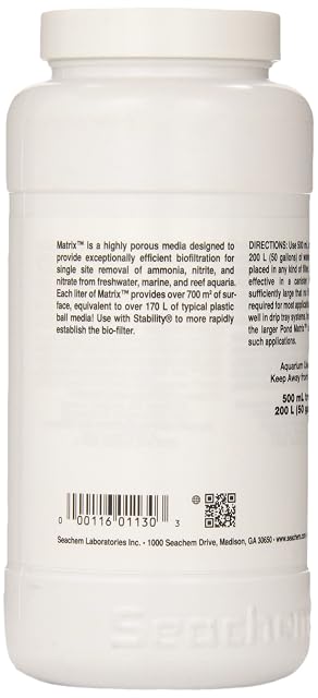 Foto 3 de 6 de Seachem Matrix Filtro biológico, 500 ml, para acuarios de agua salada y dulce. Elimina amoniaco