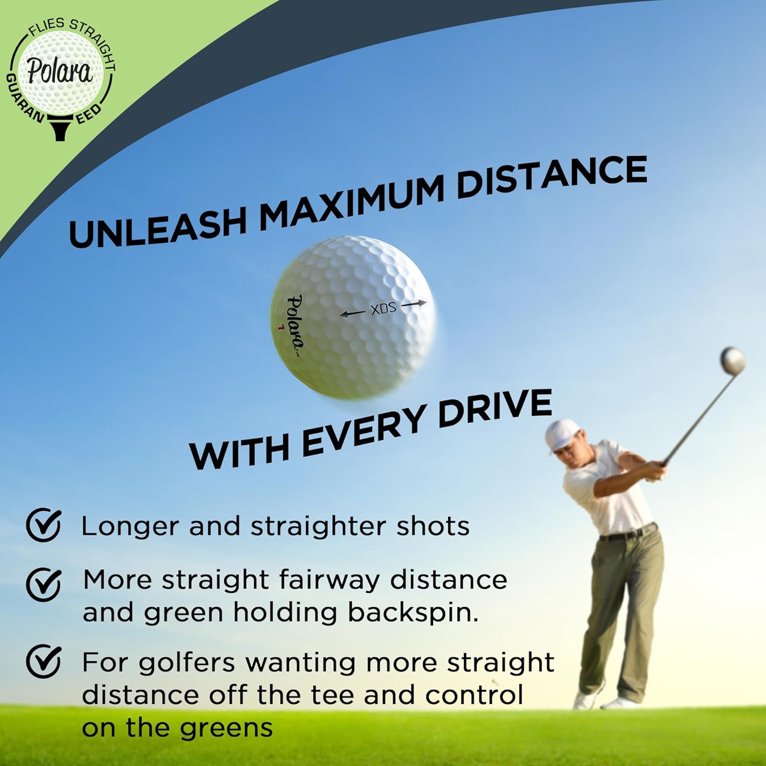 Polara Self-Correcting Golf Balls – High-Performance Golf Balls with Soft Feel, Anti-Slice & Hook Correction, Exceeds USGA Limits, Dimple Design for Maximum Distance, Golf Accessories for Men & Women