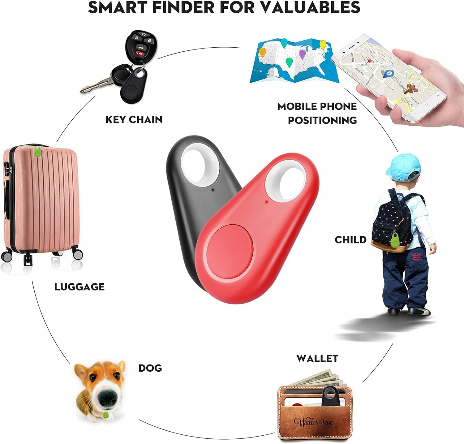 Smart Tracker 4 Pack, Key Finder Locator Wireless Anti Lost Alarm Sensor Device Remote Finder, for Kids Locating Phone Keys Wallets Luggage Item Finder