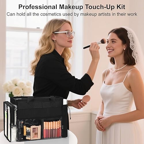 Miniatura 7 de TANTO Bolsa de maquillaje de viaje extra grande para maquilladores, bolsa organizadora de cosméticos, bolsa de mano para enfermera, bolsa de viaje