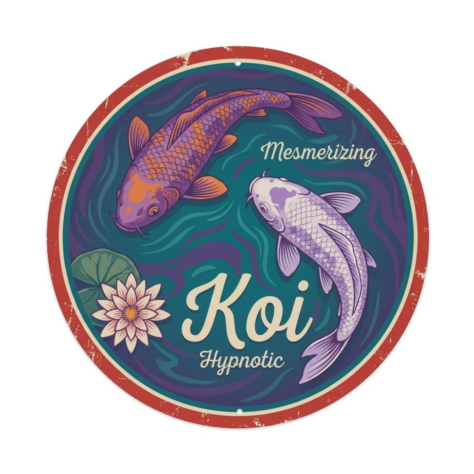 Koi Fish Mesmerizing Hypnotic Enchanting Waters Captivating Metal Tin Sign