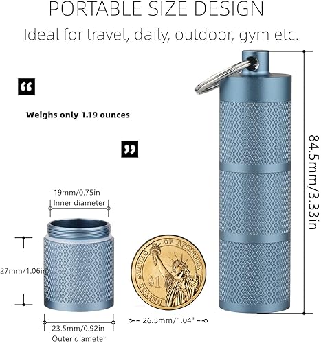 Miniatura 3 de Pastillero impermeable para llavero Pastillero compacto, portátil y seguro con 3 compartimentos Pastillero de bolsillo y contenedor para