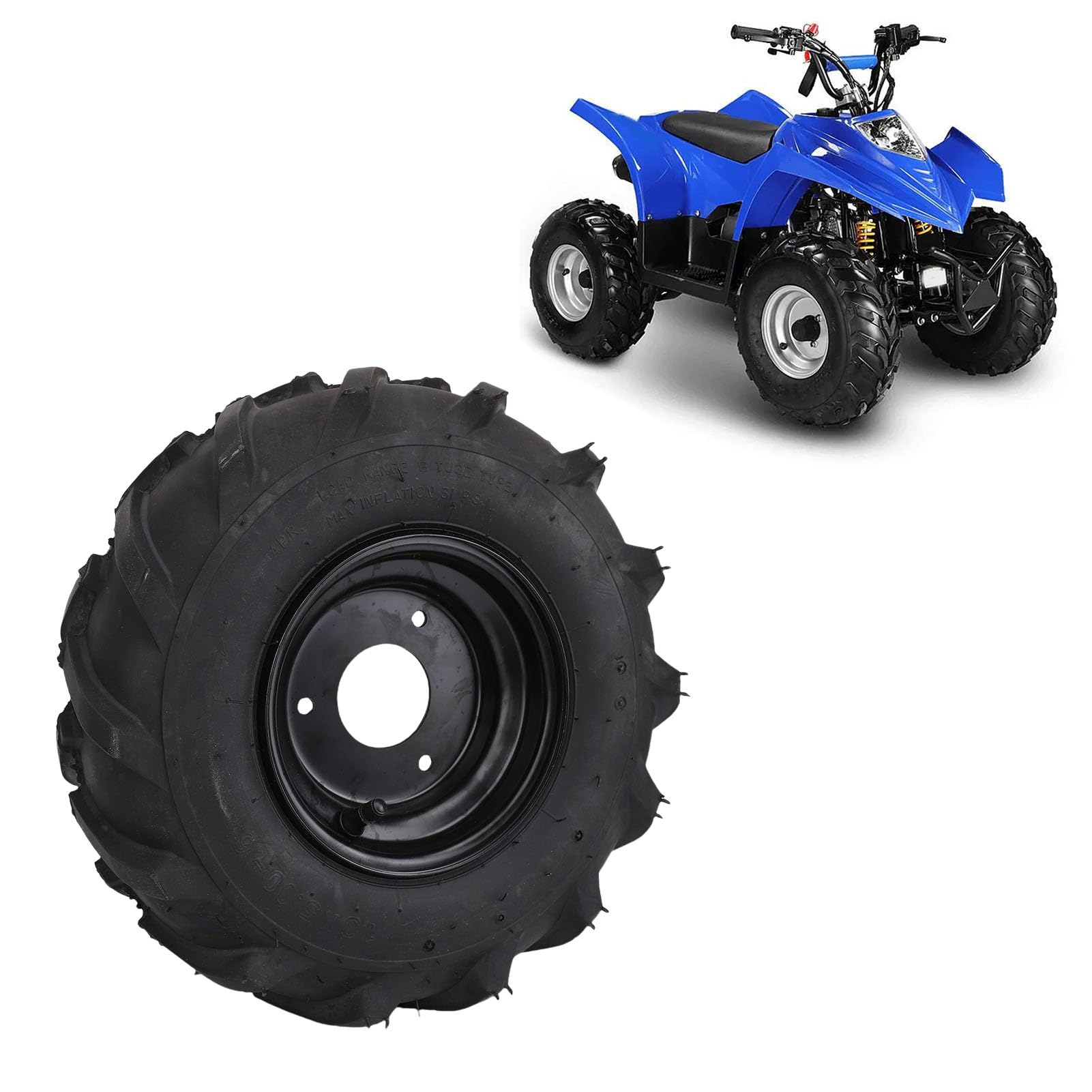 13x5-6 "kół ATV, 6-calowe Opony i Felgi ATV Go, Kółka z kosiarką z Zestawem Obręczy, 3 Otwory, na Quad Off Road Go Cart Mini Bike