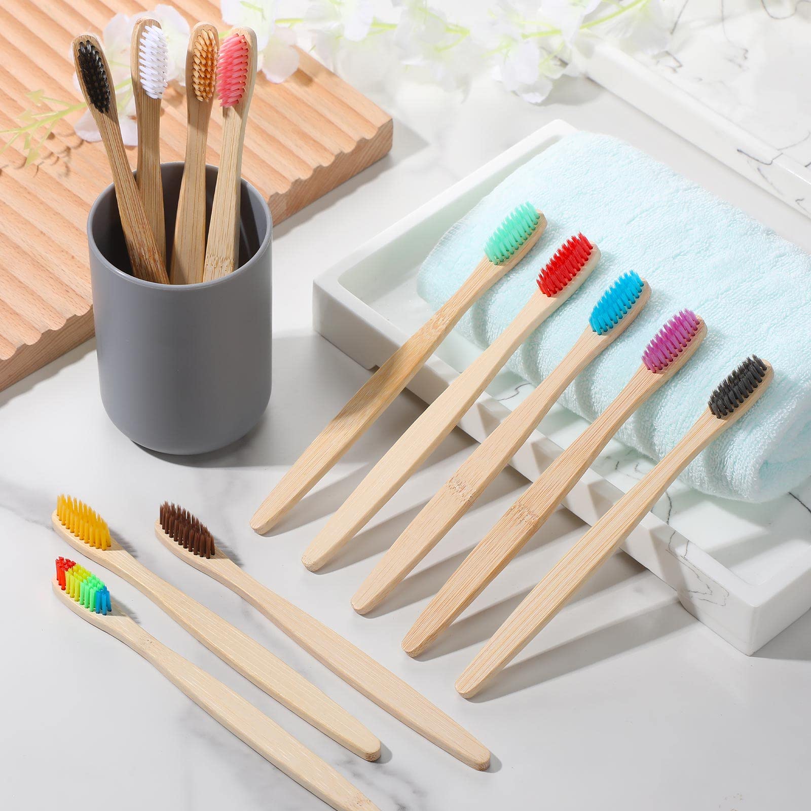 Sieral 240 spazzolini da denti in bambù a carbone, spazzolini da denti manuali naturali con setole morbide, per bambini, adolescenti, bambini, adulti, casa, viaggi, confezionati singolarmente,