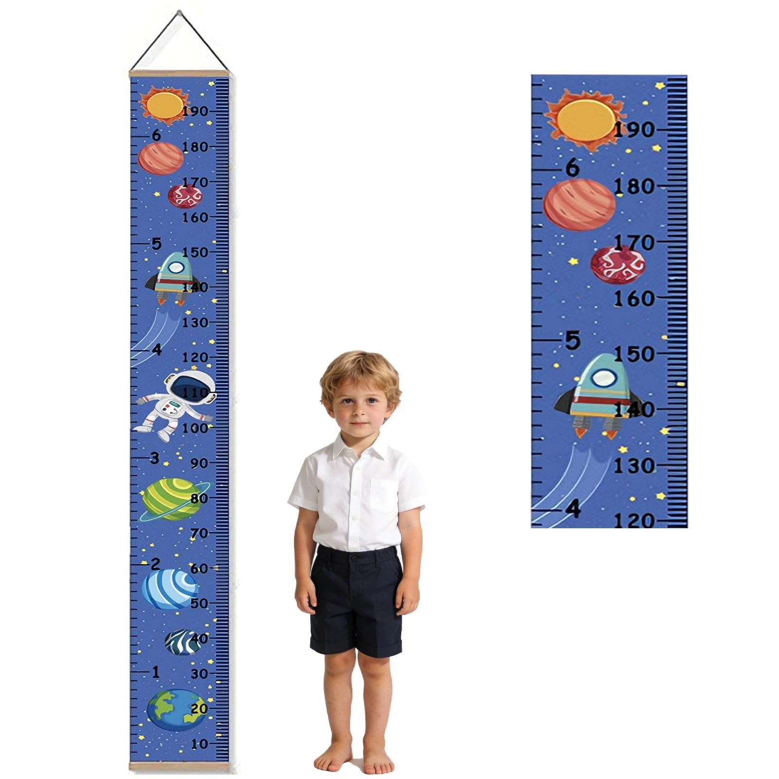 Hanging Height Chart, Portable Growth Chart Height Measurement Ruler, Durable Canvas Wood, Removable Nursery Wall Decorations for Wall Hanging