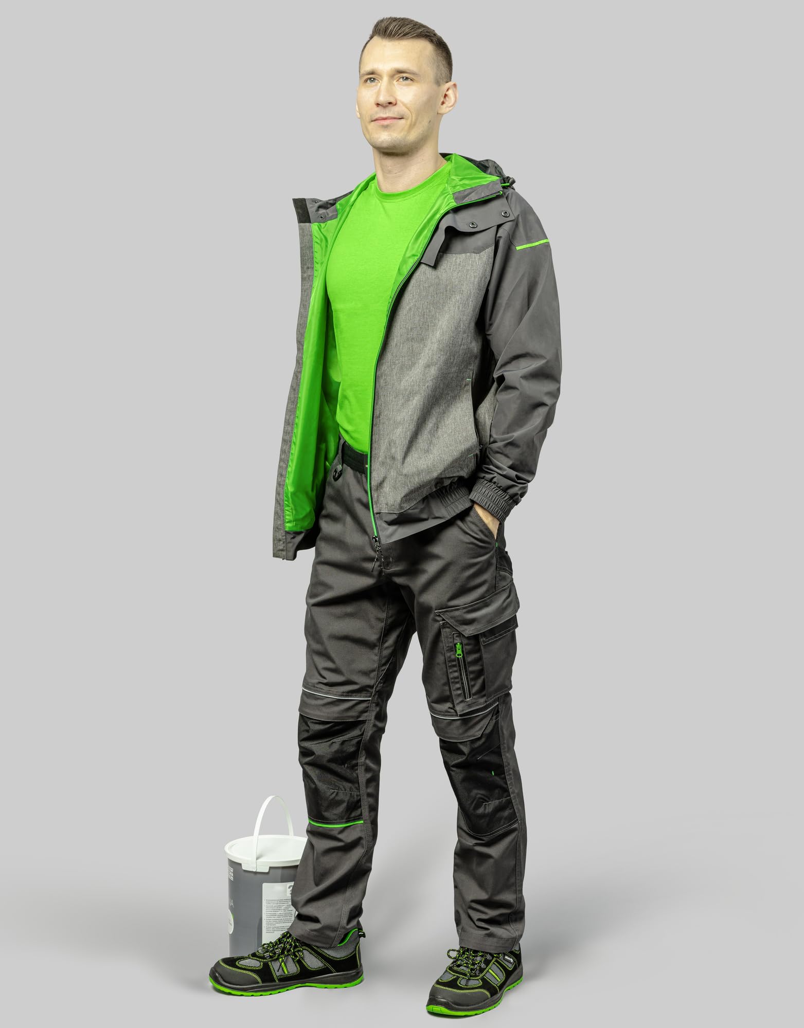 Högert Technik Arbeitshose LEMBERG, Oxford 300D Knieverstärkung, Reflektoren, Viele Taschen, 270 g/m², Bundhose für Handwerker, Dunkelgrau