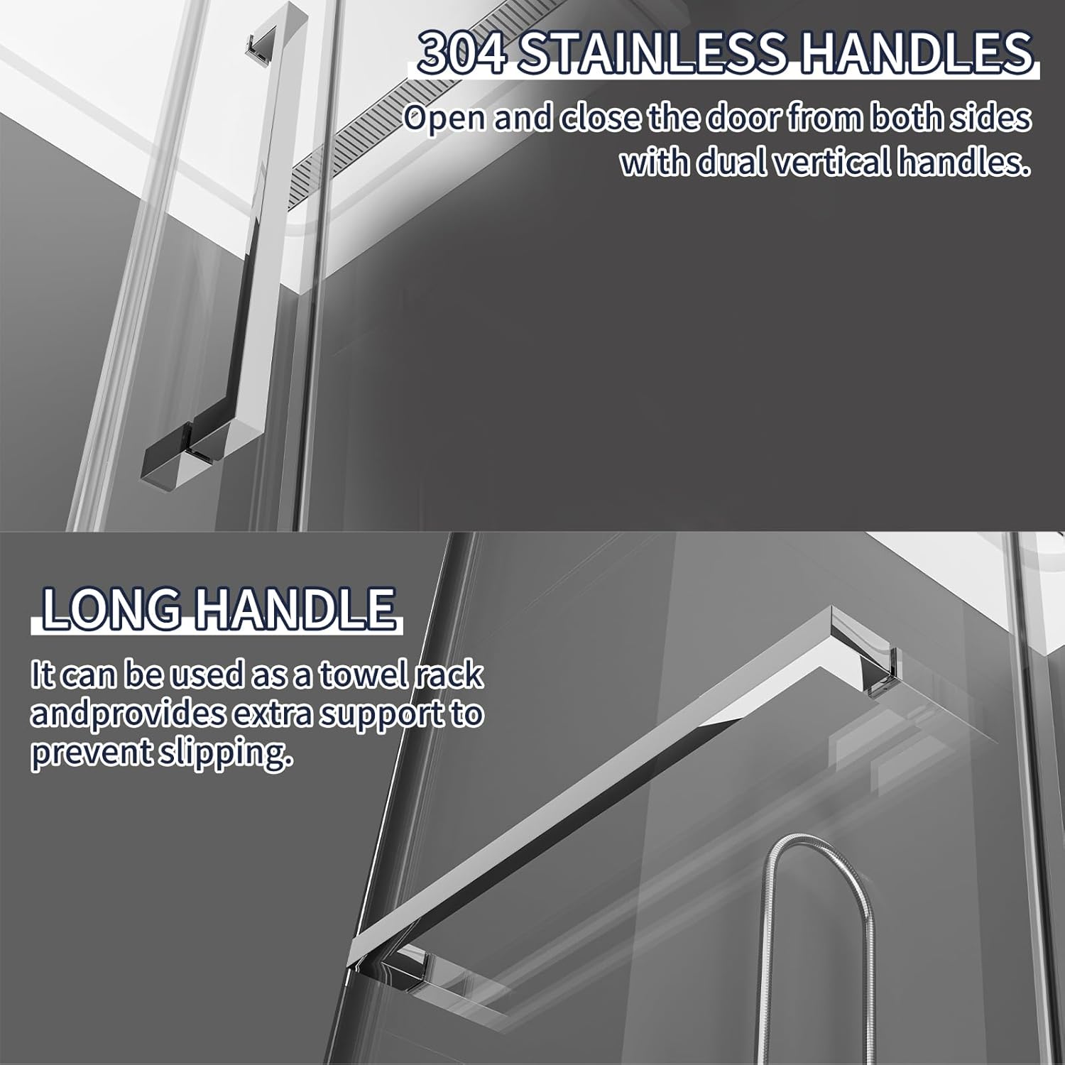Single Sliding Shower Door 56-60" W x 76" H with 5/16"(8mm) Tempered Glass, Frameless Shower Glass Door, 304 Stainless Steel Frame, Easy to Clean Coating TX01 Chrome